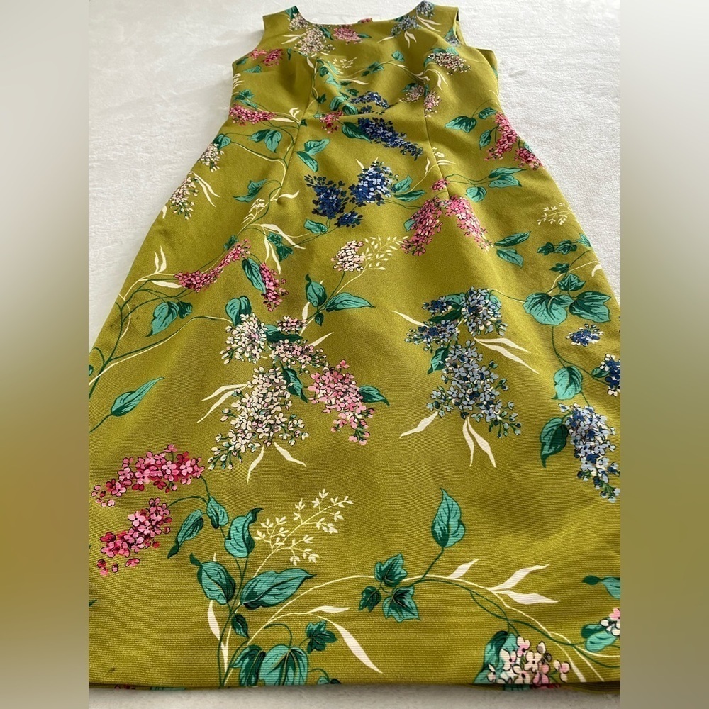 Hobbs London Size 4 Green Chartreuse Moira Garden Floral Sheath Occasions Dress - Picture 7 of 16